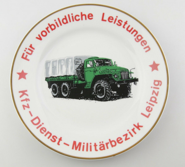 e12330 Ehrenteller für vorbildliche Leistungen KFZ Militärbezirk Leipzig NVA DDR