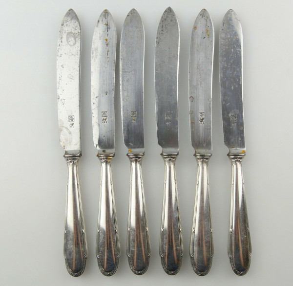 e12276 6 alte WMF Menü Messer mit versilberten Griffen 90 in Auflage