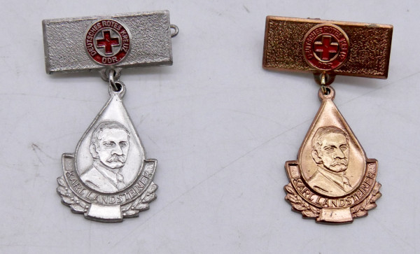 2 Medaillen Karl Landsteiner Bronze und Silber Deutsche Rotes Kreuz H393