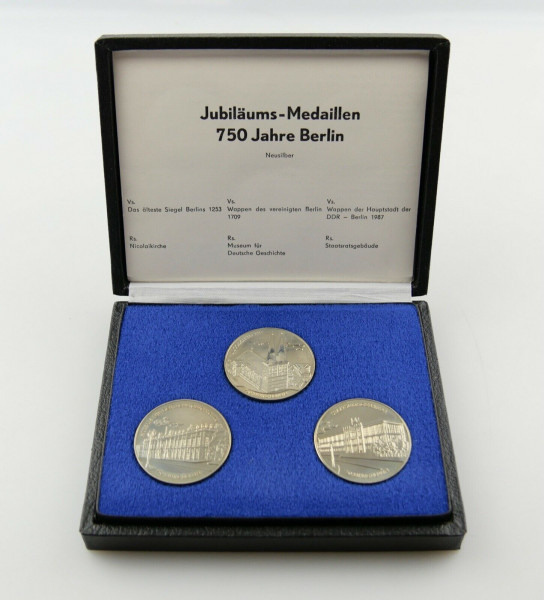 e12278 3 Jubiläums Medaillen 750 Jahre Berlin in OVP VEB Münze der DDR