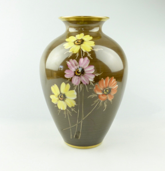 e12114 Original alte Fürstenberg Vase handbemalt Blumen Dekor