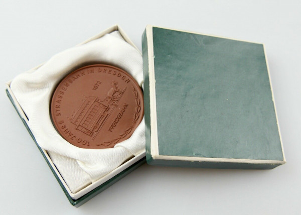 e12232 Meissen Medaille Pferdebahn 100 Jahre Strassenbahn in Dresden 1972